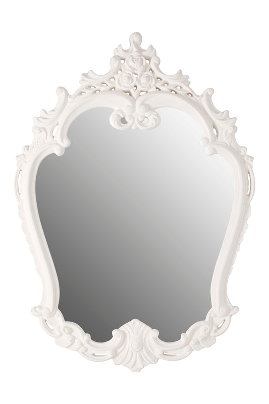 Antique White Rose Crest Wall Mirror