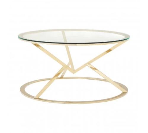 Alisa  Corseted Round Champagne Coffee Table